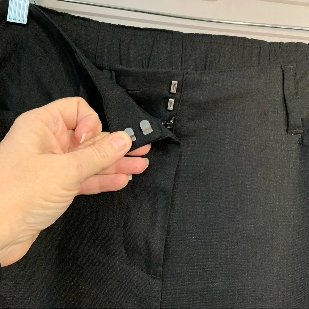 J. Jill Linen Stretch black trousers with‎ pockets. Size 8